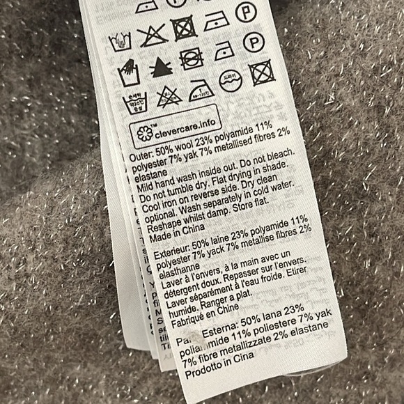 All Saints Turtleneck Gray Metallic Cropped Sweater  Side Slits Size XS - Picture 6 of 9